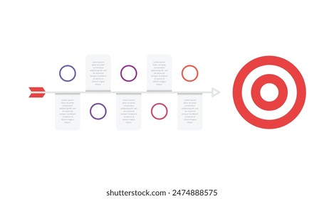 Diseño de Plantilla infográfica de objetivos con cinco pasos. Infografía de Vector