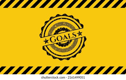 Goals inside warning sign, black grunge emblem. Vector Illustration. Detailed. 