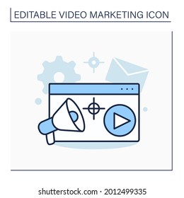 Goals line icon. Building customer rapport, to promoting brand, services or products.Video marketing concept. Isolated vector illustration. Editable stroke