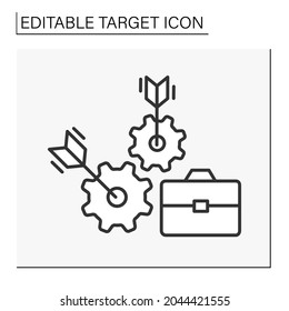 Goals line icon. Targeted job search. Direct hit into bull eye. Target concept. Isolated vector illustration. Editable stroke