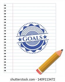 Goals pen effect. Blue ink. Vector Illustration. Detailed.