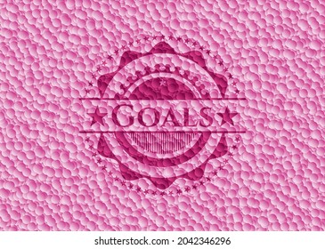 Goals pink badge with bubbles background. Vector Illustration. Detailed. 