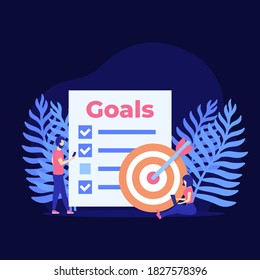 Goals and planning vector illustration with people