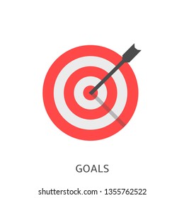 Goals. Red target with arrow, achievement concept Vector illustration
