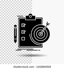 goals, report, analytics, target, achievement Glyph Icon on Transparent Background. Black Icon