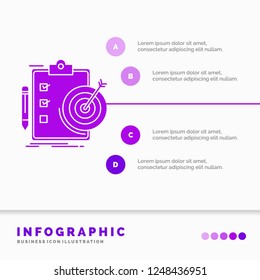 goals, report, analytics, target, achievement Infographics Template for Website and Presentation. GLyph Purple icon infographic style vector illustration.