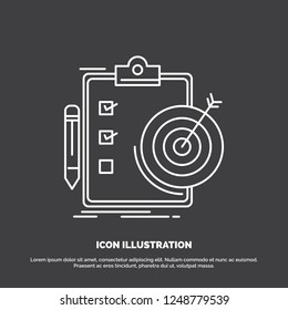 goals, report, analytics, target, achievement Icon. Line vector symbol for UI and UX, website or mobile application