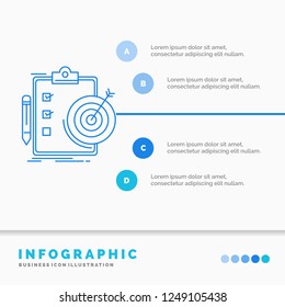 goals, report, analytics, target, achievement Infographics Template for Website and Presentation. Line Blue icon infographic style vector illustration