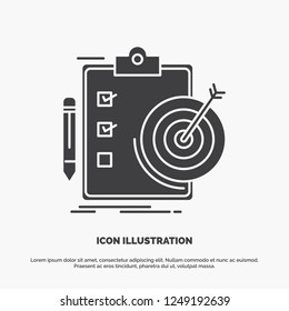 goals, report, analytics, target, achievement Icon. glyph vector gray symbol for UI and UX, website or mobile application