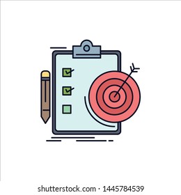 goals, report, analytics, target, achievement Flat Color Icon Vector