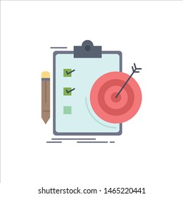 goals, report, analytics, target, achievement Flat Color Icon Vector. Vector Icon Template background