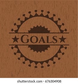 Goals retro style wood emblem