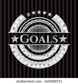 Goals silvery badge or emblem. Vector Illustration. Mosaic.