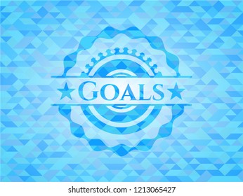 Goals sky blue emblem with mosaic ecological style background