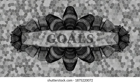 Goals Text in Guilloche graue Stein Wand realistisches Badge. Feiner Hintergrund. Illustration. 