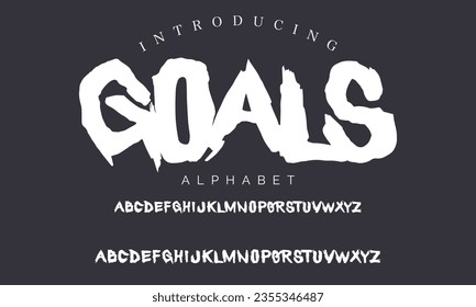 Tipos de letra, alfabeto, tipo de letra, tipografía del estilo de pincel vectorial de los objetivos. Swatches globales.