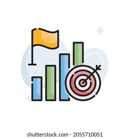 Ilustración de estilo de icono de esquema rellenado por vector de objetivos. archivo EPS 10