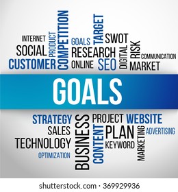 Goals Word Cloud, business Concept Background Vector
