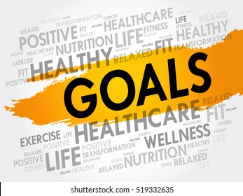 GOALS word cloud collage, health concept background