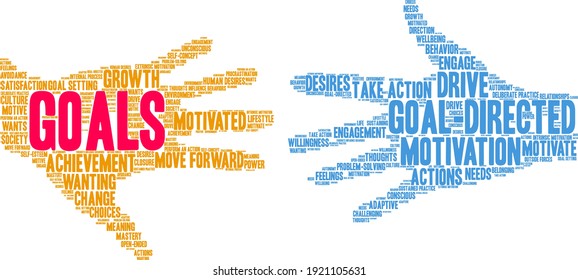 Goals word cloud on a white background. 