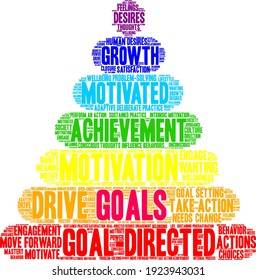 Goals word cloud on a white background. 