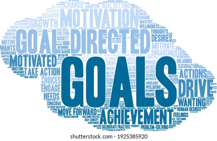 Goals Word Cloud auf weißem Hintergrund. 