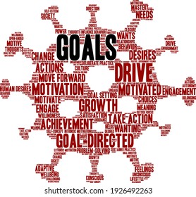 Goals word cloud on a white background. 