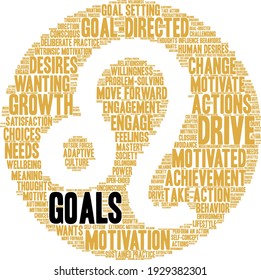 Goals word cloud on a white background. 