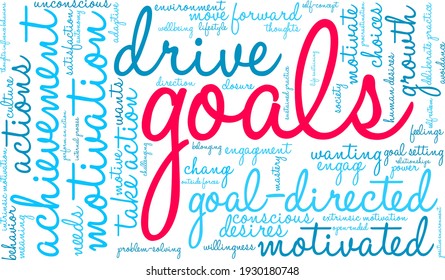 Goals word cloud on a white background. 