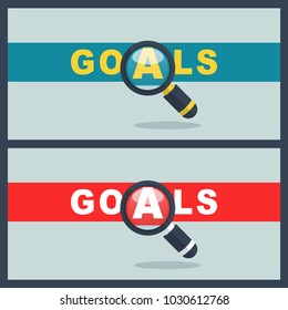 goals word with magnifier concept