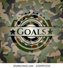 Goals written on a camouflage texture