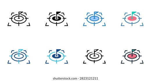Goalsetting icons with single set multiple style collection. Vector illustration