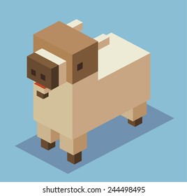 goat. 3d pixelate isometric vector