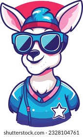 Goat 4th of July Cute in the style of colorful animal