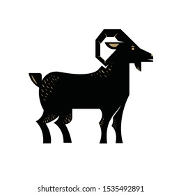 Goat abstract minimal simple geometric logo design icon template silhouette isolated with white background