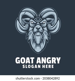 goat angry logo design vector
