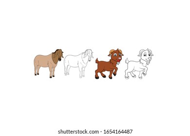 Goat Animal Cartoon Vector Illustration Bundle