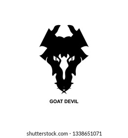 Goat animal devil death logo icon sign Hand drawn Abstract silhouette Sinister style satanic design mystical tattoo Fashion print clothes apparel greeting invitation card banner poster badge flyer