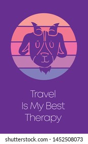 Goat Animal Icon for Poster with Text or Typography "Travel Is My Best Therapy". Vector Illustration for Graphic Design, Shirt, Template, Card, Background, and More.
