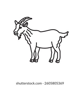 Goat animal line art isolated flat vector illustration on white background.
