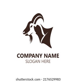 Goat animal logo head design template illustration