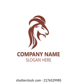 Goat animal logo head design template illustration