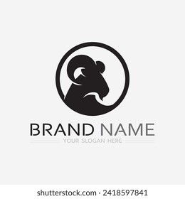 Diseño de ilustraciones vectoriales de plantillas de logotipos para animales y cabras