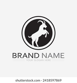 Diseño de ilustraciones vectoriales de plantillas de logotipos para animales y cabras