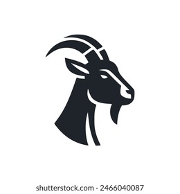 goat animal logo vector illustration template design. farm negative space style.