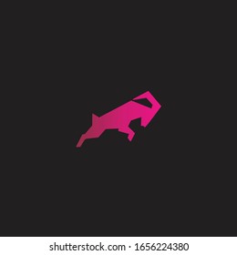 goat animal silhouette, origami logo flat design