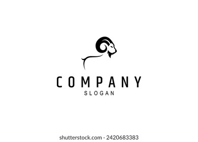 Goat animal simple flat vector logo design