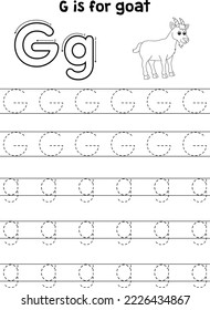 Goat Animal Tracing Letter ABC Coloring Page G