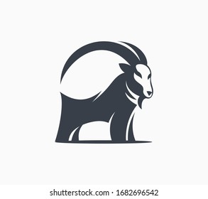 Goat animal vector design unusual modern logo. 