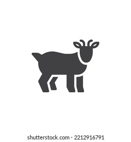 Goat animal vector icon. filled flat sign for mobile concept and web design. Standing goat glyph icon. Symbol, logo illustration. Vector graphics